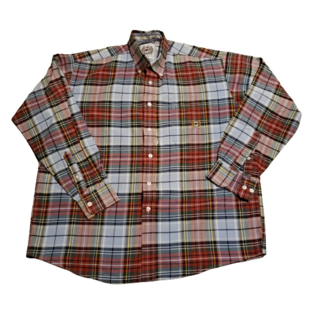Cinch Plaid Button Up Shirt Blue Red | Men's Medium M Western Cowboy Ranchwear